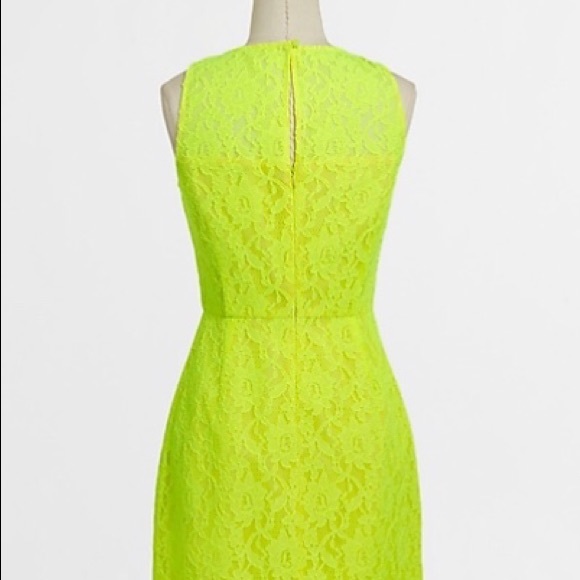 NWT J. Crew neon lace yellow shift dress size 2 - Picture 2 of 6